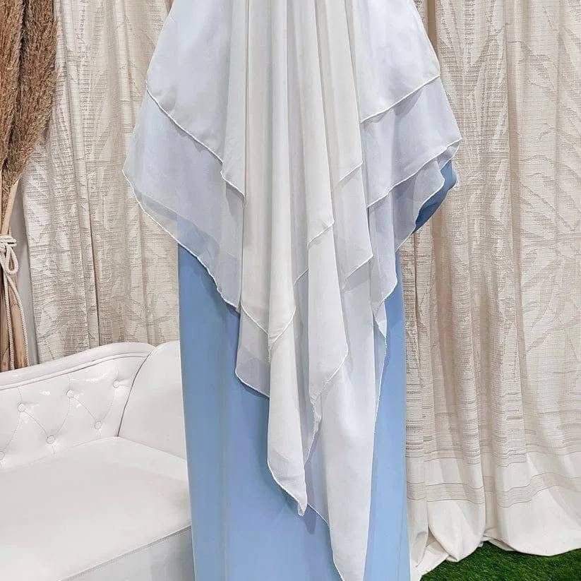 Khimar me 3 pala, ngjyra e bardhë